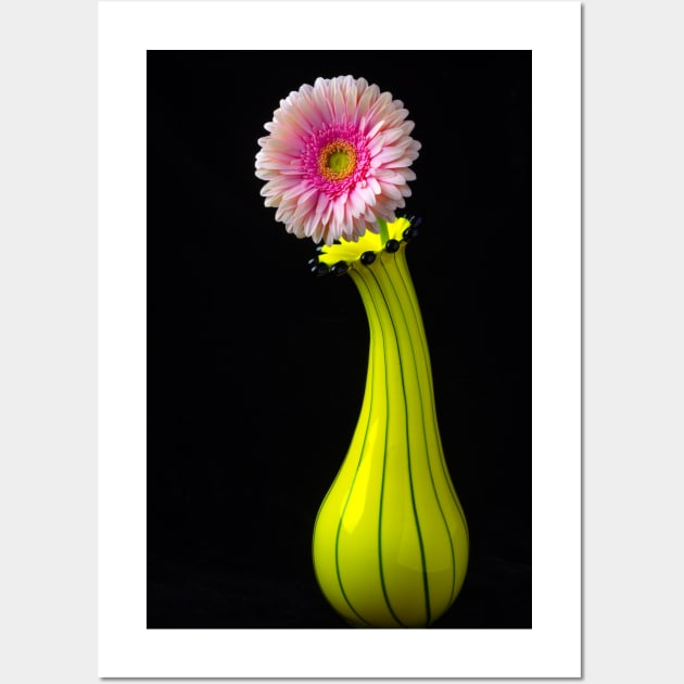 Fancy Unique Yellow Vase With Pink Gerbera Wall Art by photogarry